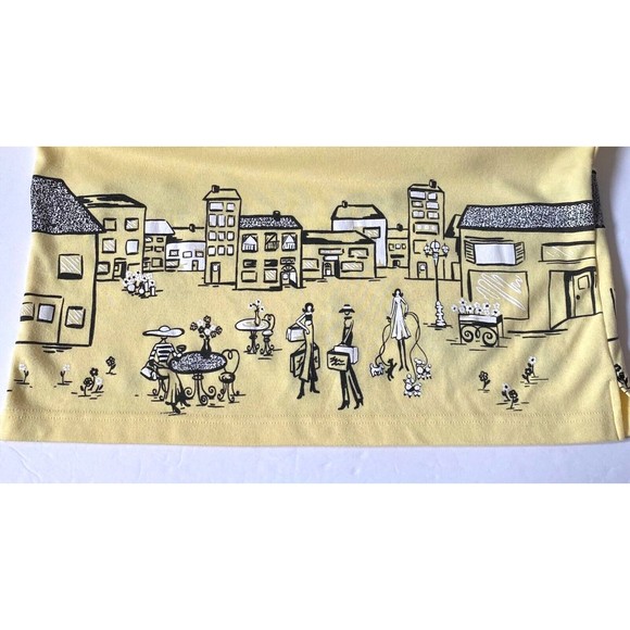 Koret Top Tee Women Large Yellow Multi Embellished Rhinestones Shopping Scenes - Picture 4 of 12
